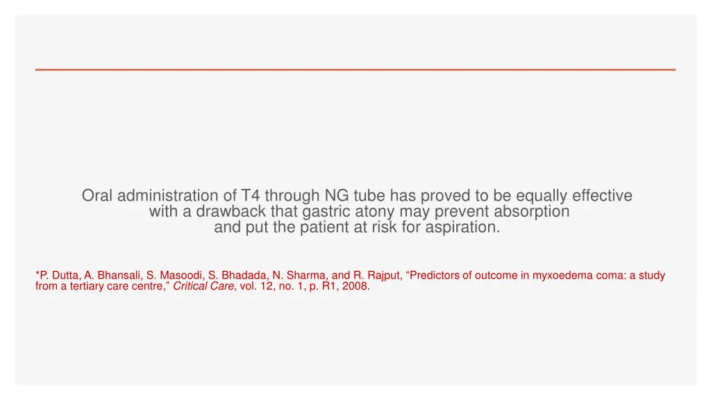 oral administration of t4 through ng tube