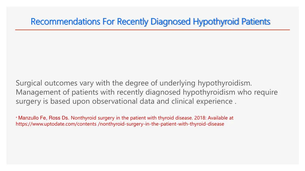 recommendations for recently diagnosed