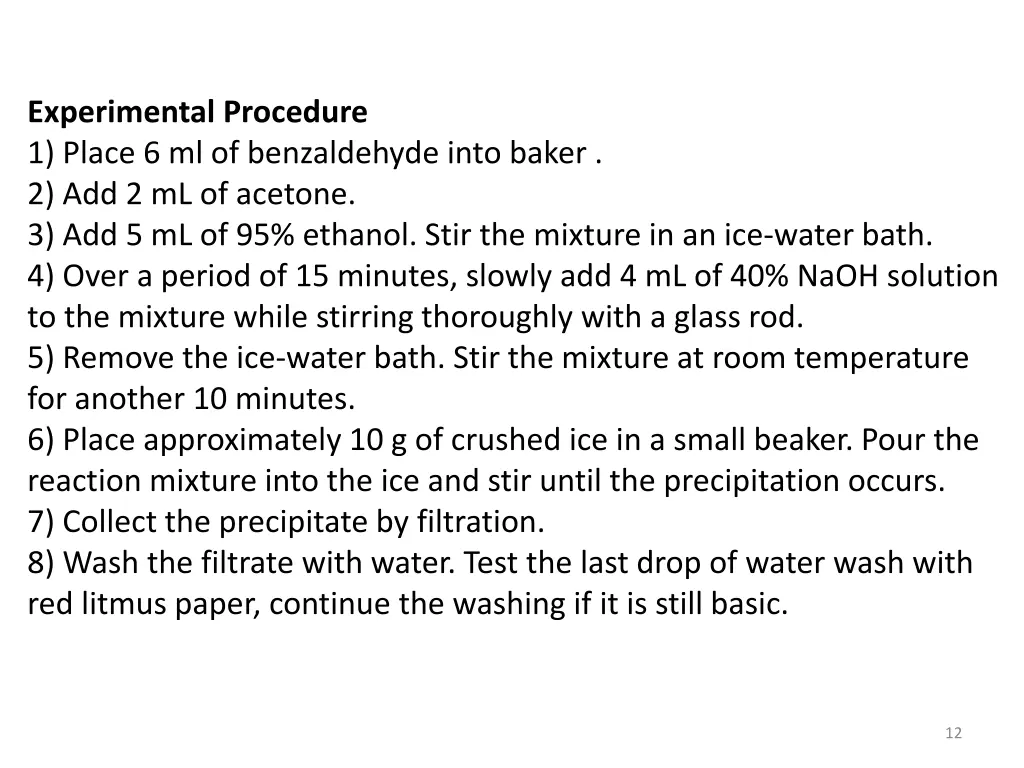 experimental procedure 1 place