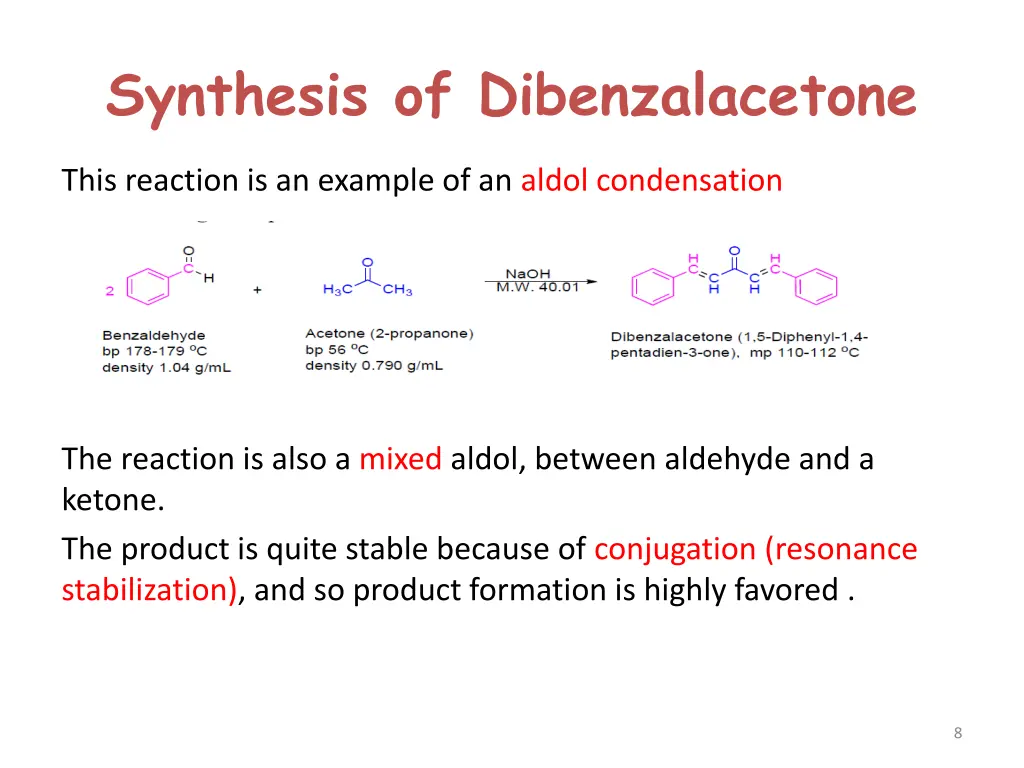 synthesis of dibenzalacetone
