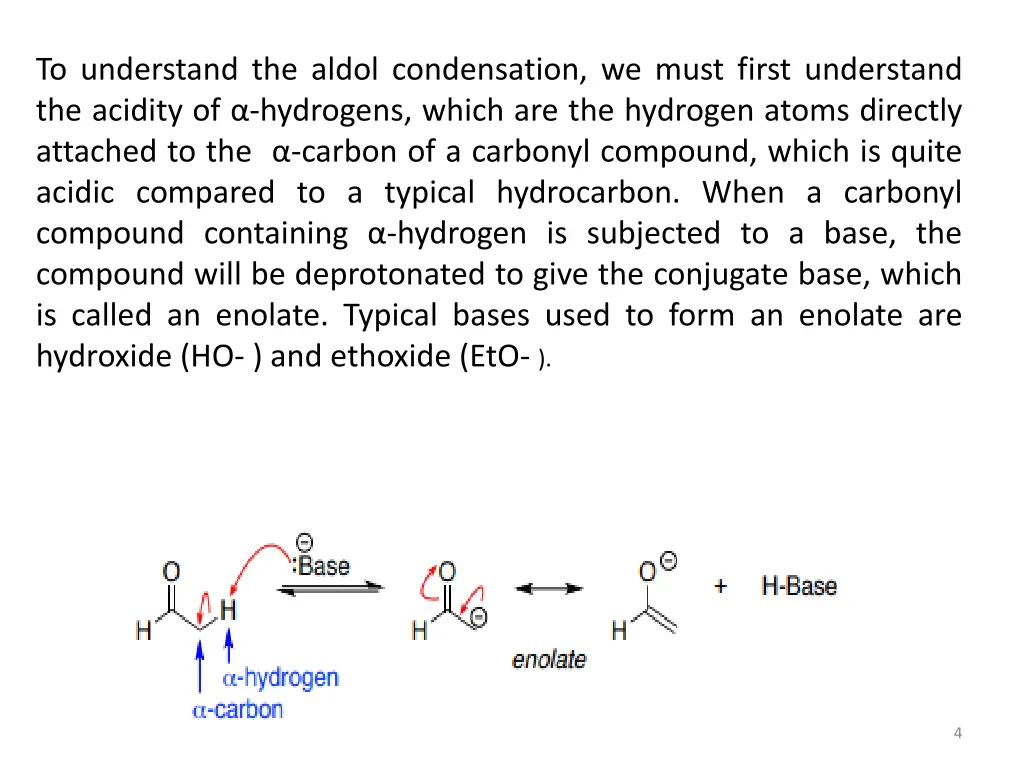 to understand the aldol condensation we must