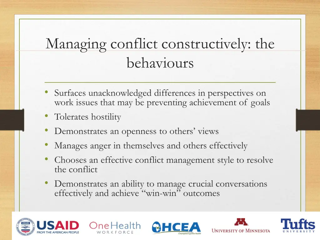 managing conflict constructively the behaviours