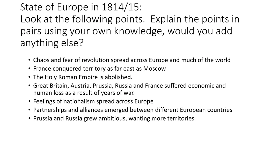 state of europe in 1814 15 look at the following