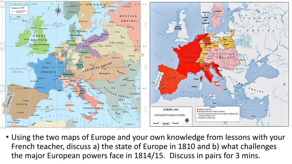 using the two maps of europe and your