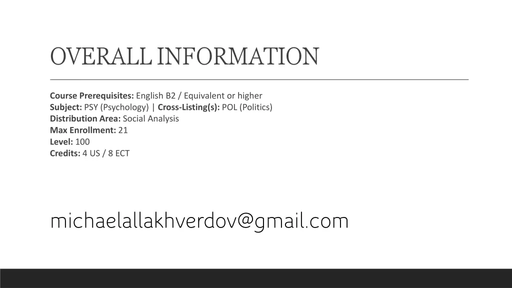 overall information
