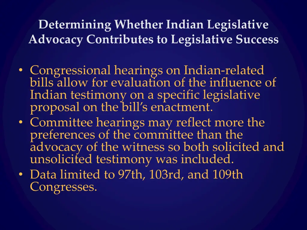 determining whether indian legislative advocacy