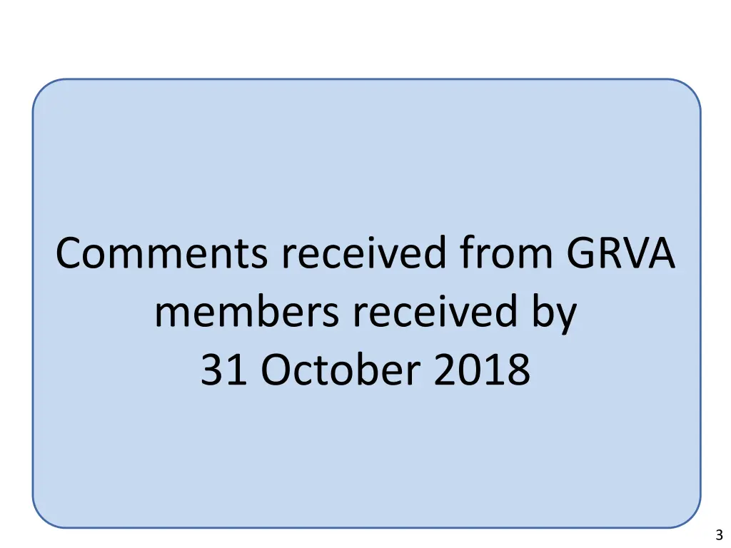 comments received from grva members received