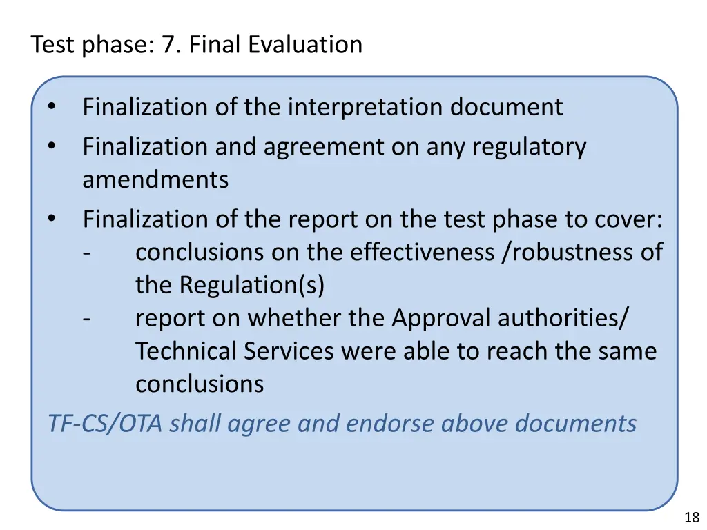 test phase 7 final evaluation