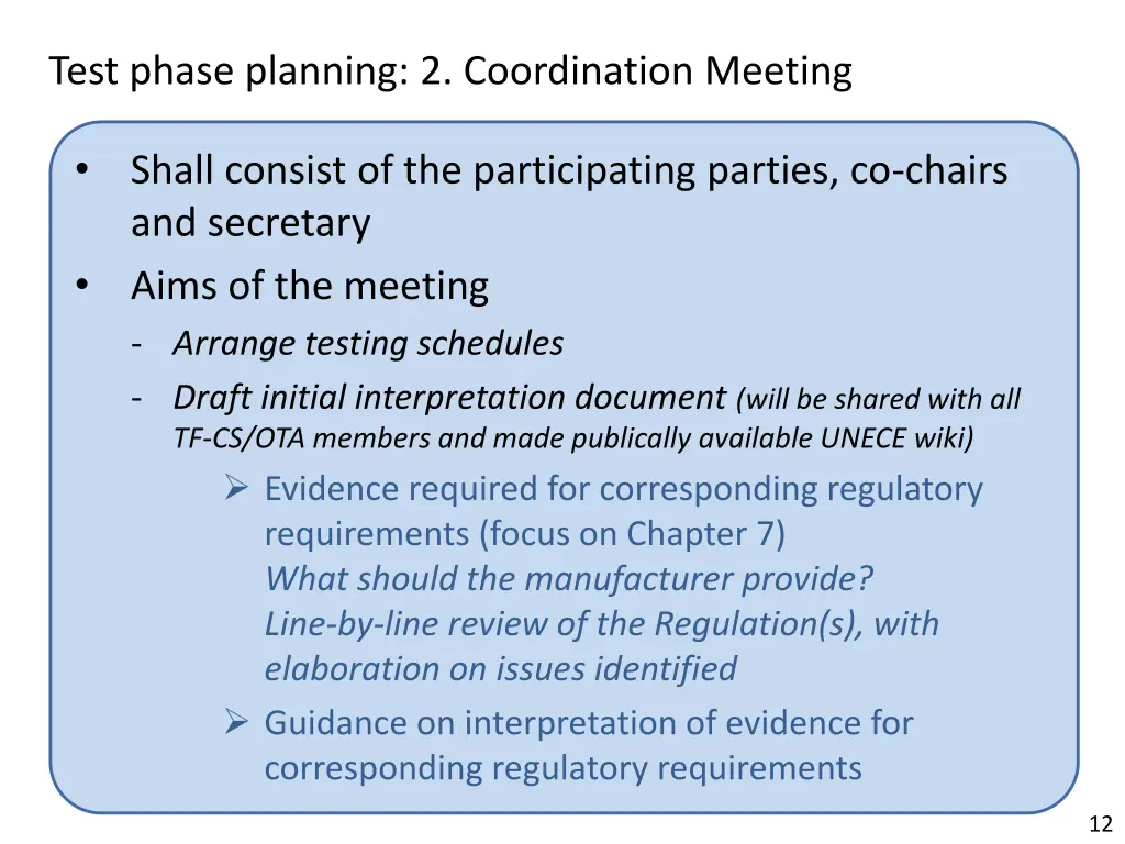 test phase planning 2 coordination meeting