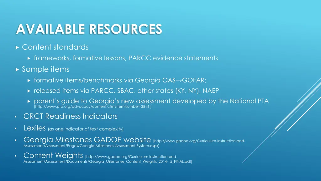available resources