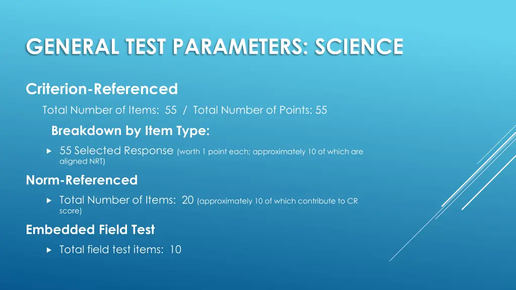 general test parameters science