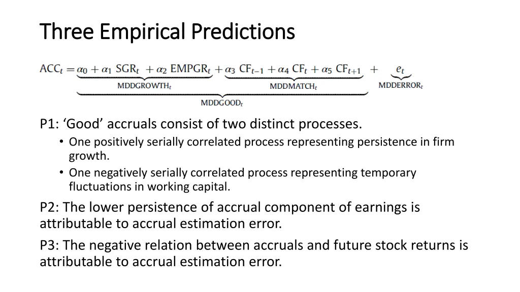 three empirical predictions three empirical
