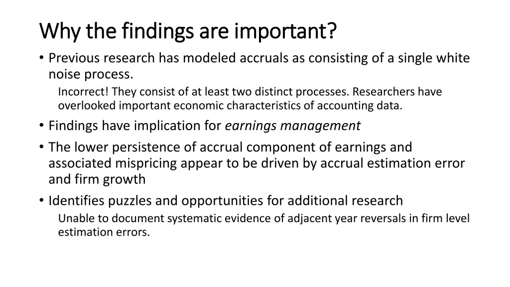 why the findings are important why the findings