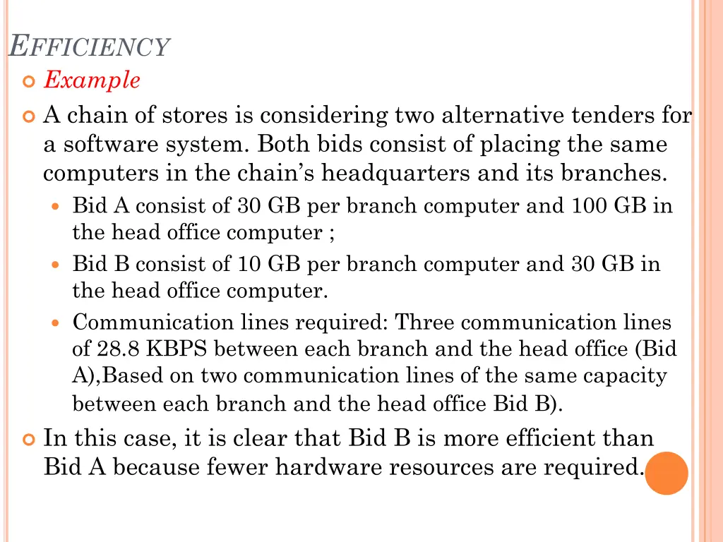 e fficiency example a chain of stores