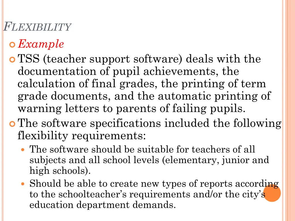 f lexibility example tss teacher support software