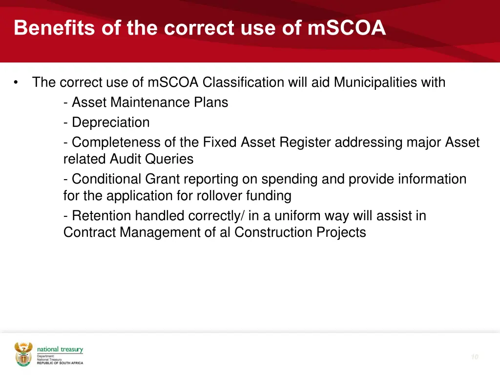 benefits of the correct use of mscoa