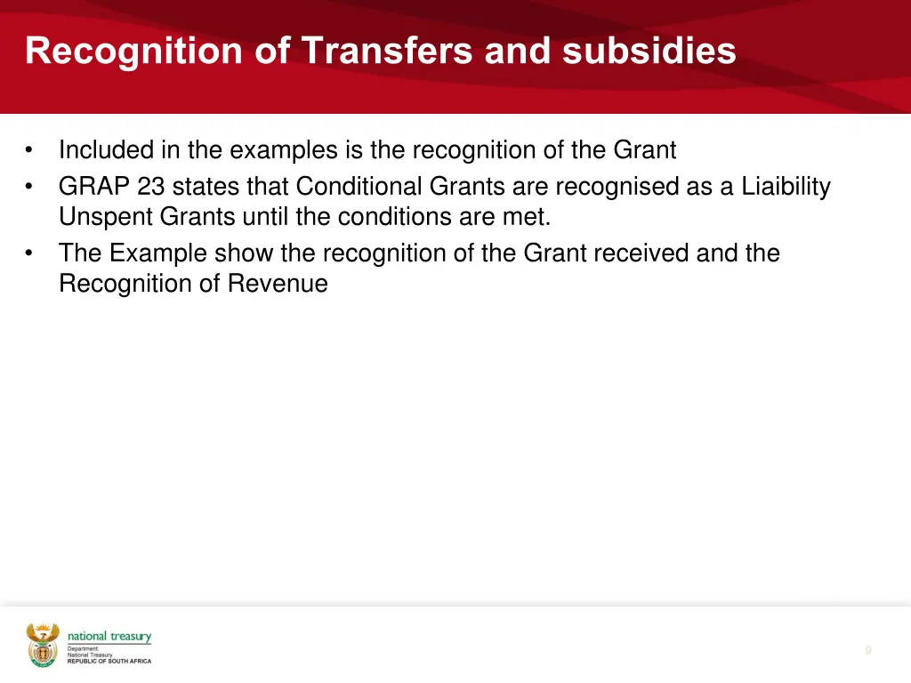 recognition of transfers and subsidies