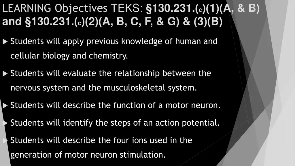 learning objectives teks