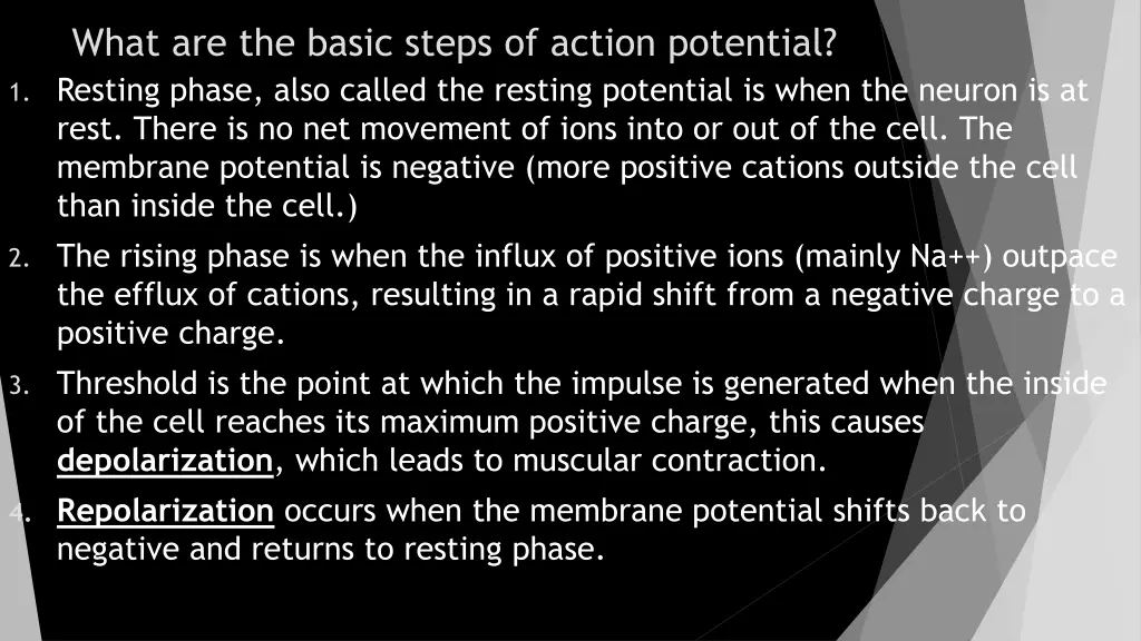 what are the basic steps of action potential
