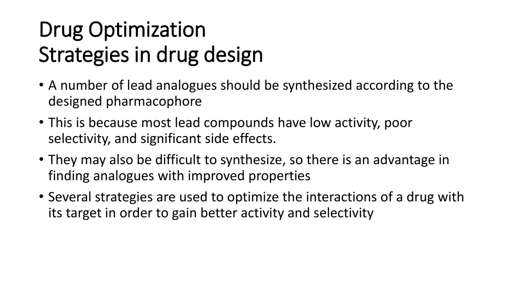 drug optimization drug optimization strategies
