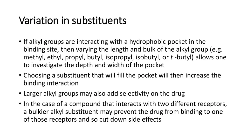 variation in substituents variation 2