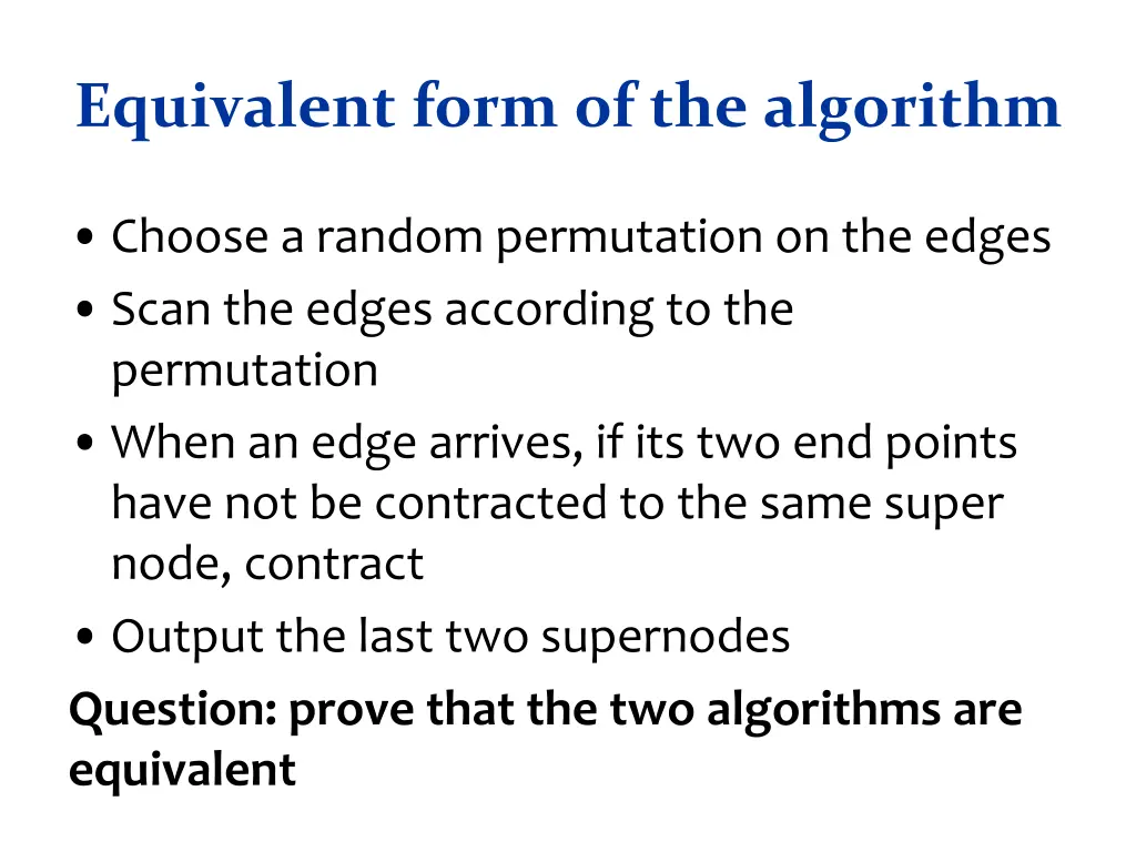 equivalent form of the algorithm