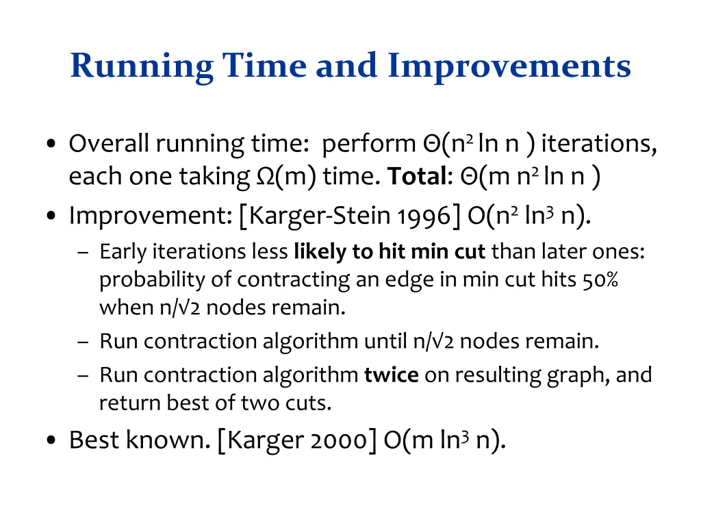 running time and improvements
