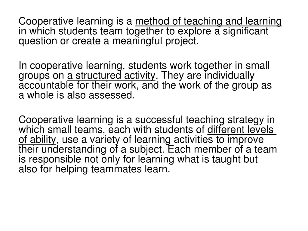 cooperative learning is a method of teaching