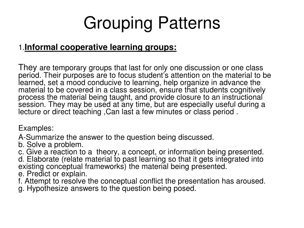 grouping patterns 1