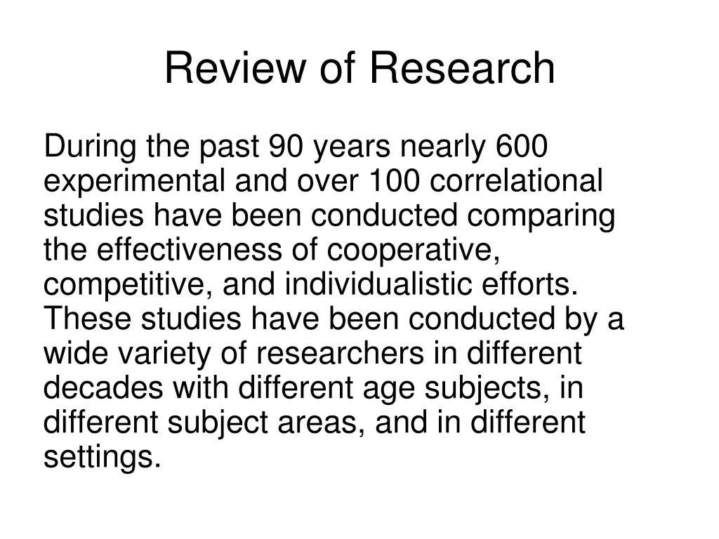 review of research