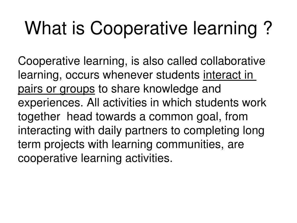 what is cooperative learning