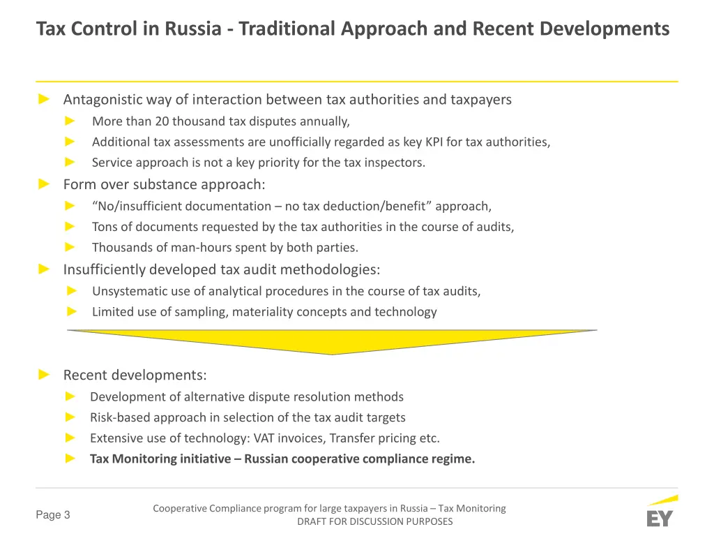tax control in russia traditional approach