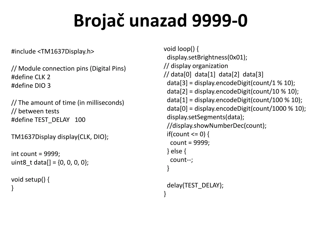 broja unazad 9999 0