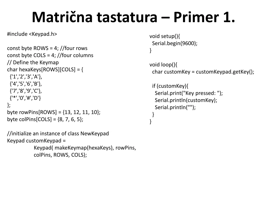 matri na tastatura primer 1