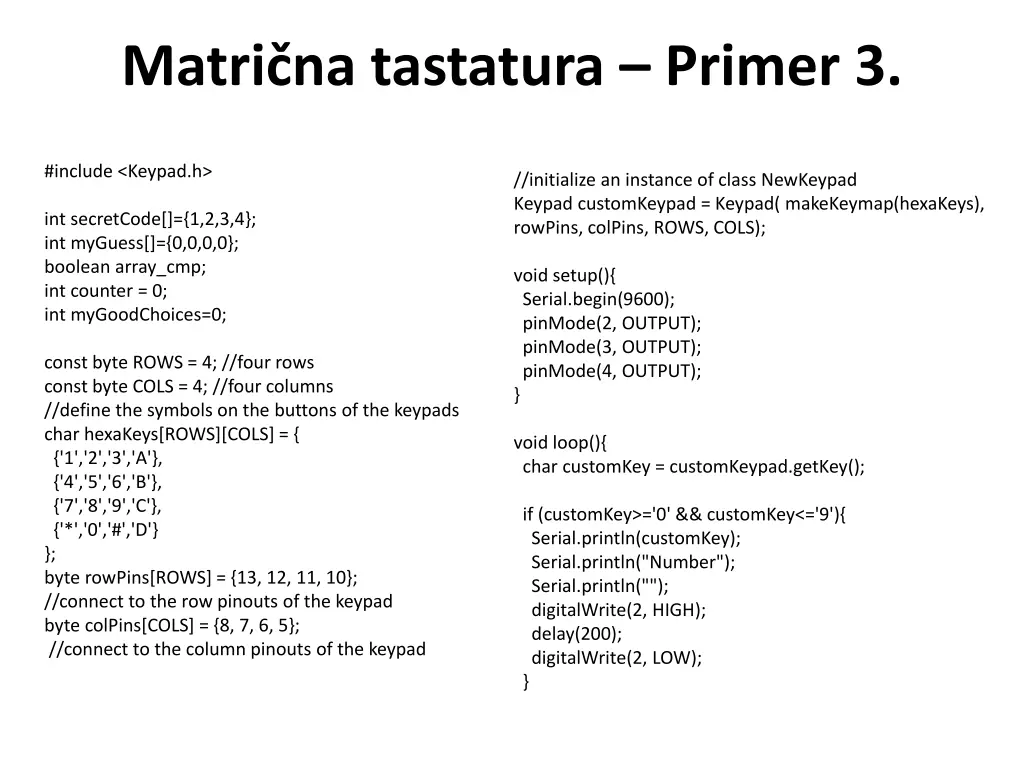 matri na tastatura primer 3