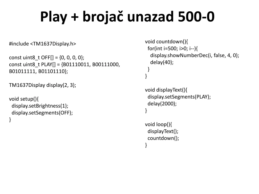 play broja unazad 500 0