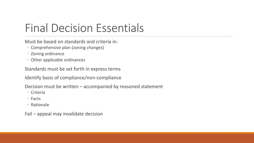 final decision essentials