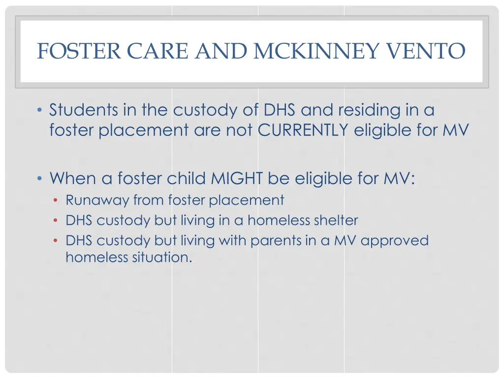 foster care and mckinney vento