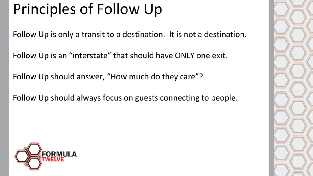 principles of follow up