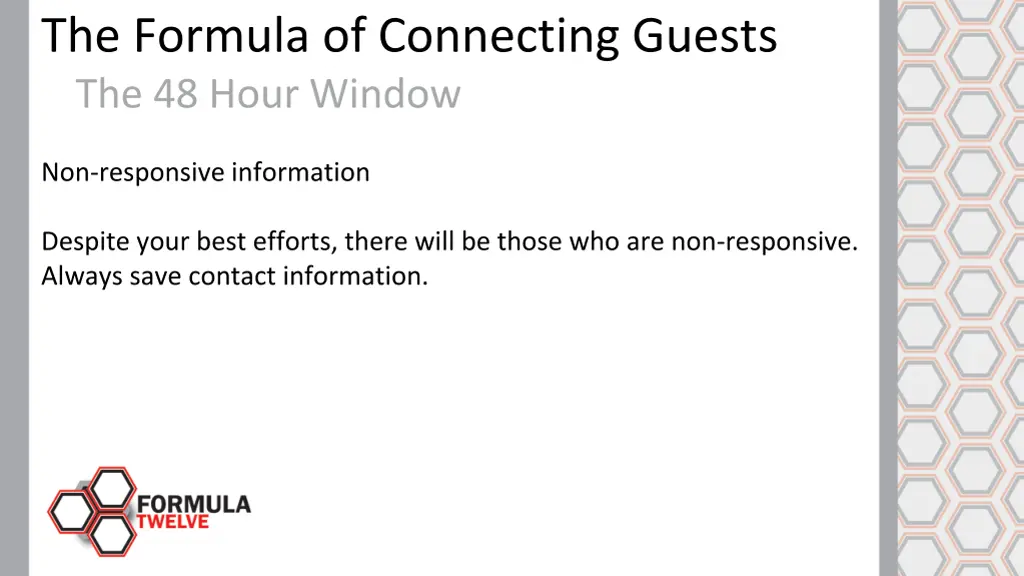 the formula of connecting guests the 48 hour 13