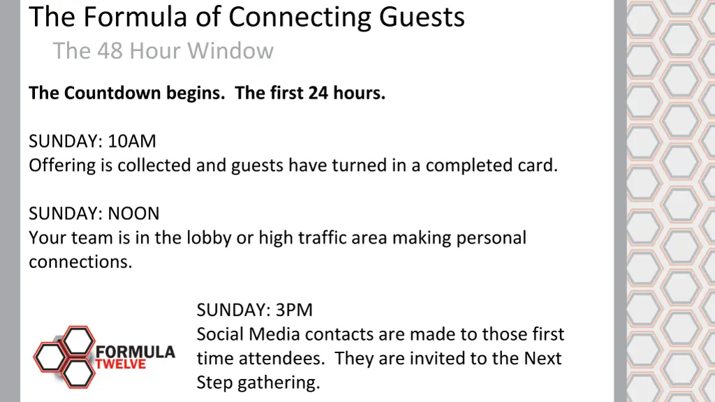 the formula of connecting guests the 48 hour 9