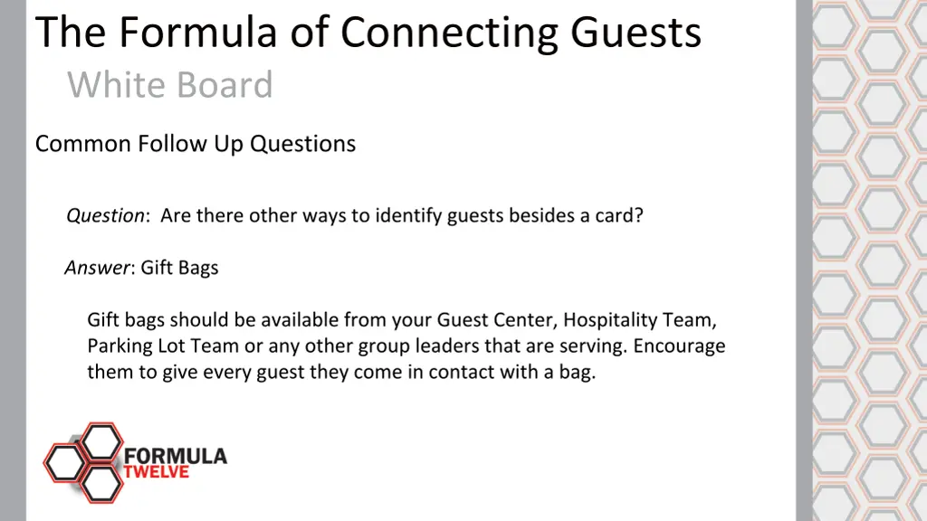 the formula of connecting guests white board