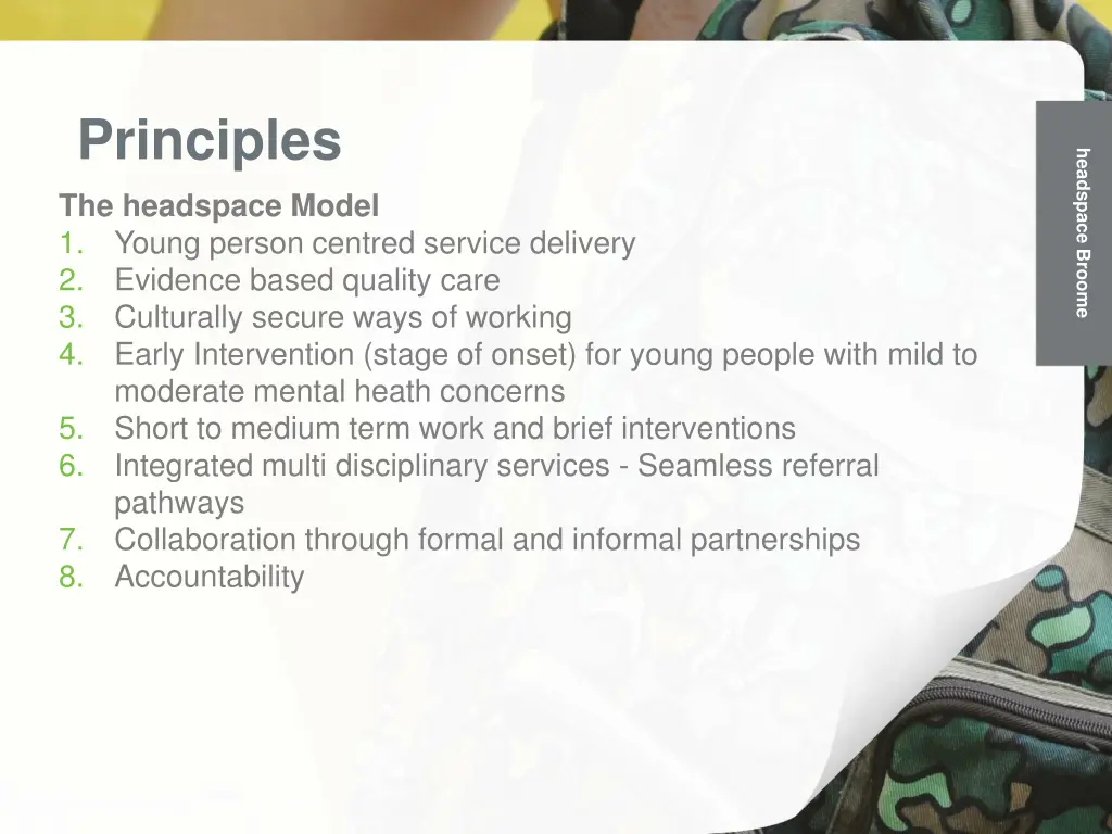 principles the headspace model 1 young person