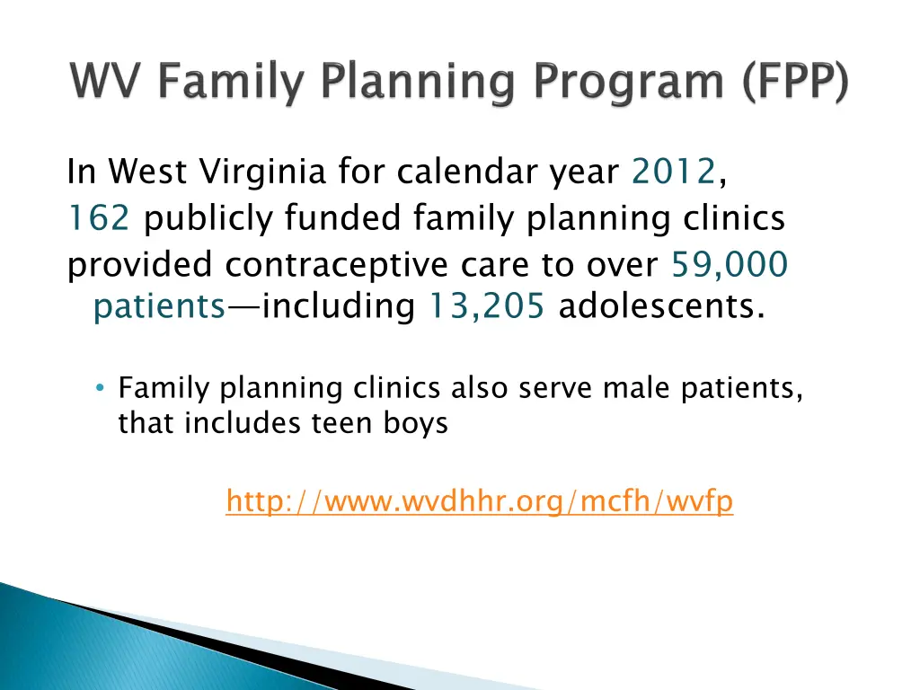 in west virginia for calendar year 2012