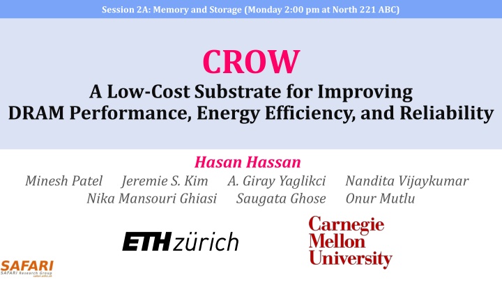 session 2a memory and storage monday