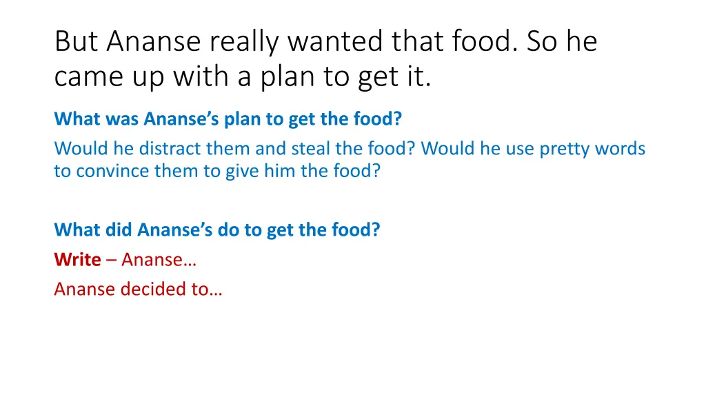but ananse really wanted that food so he came