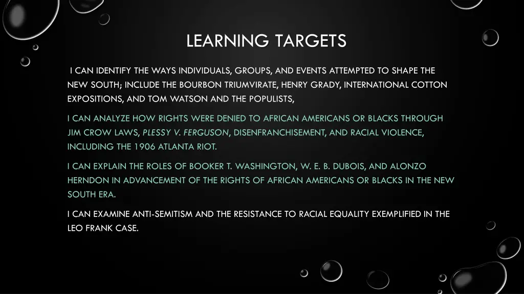 learning targets