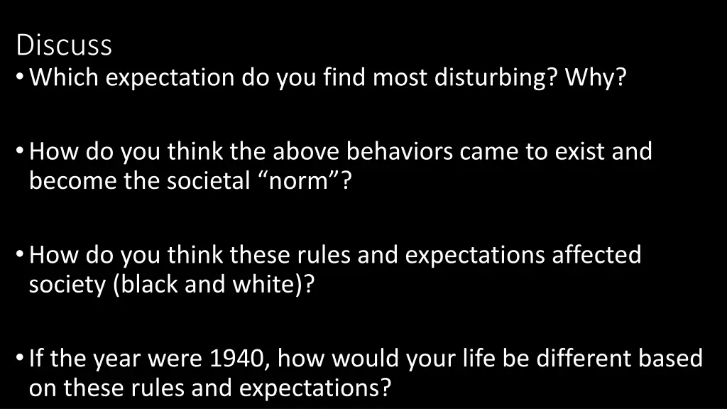 discuss which expectation do you find most