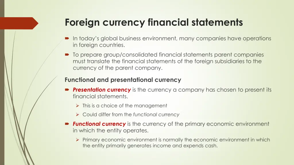 foreign currency financial statements