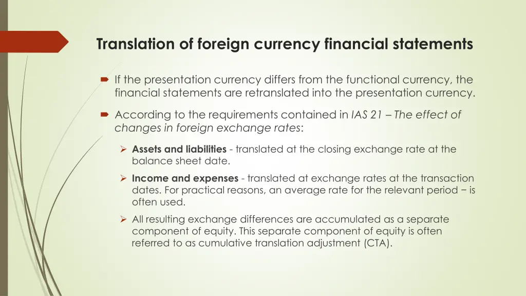translation of foreign currency financial